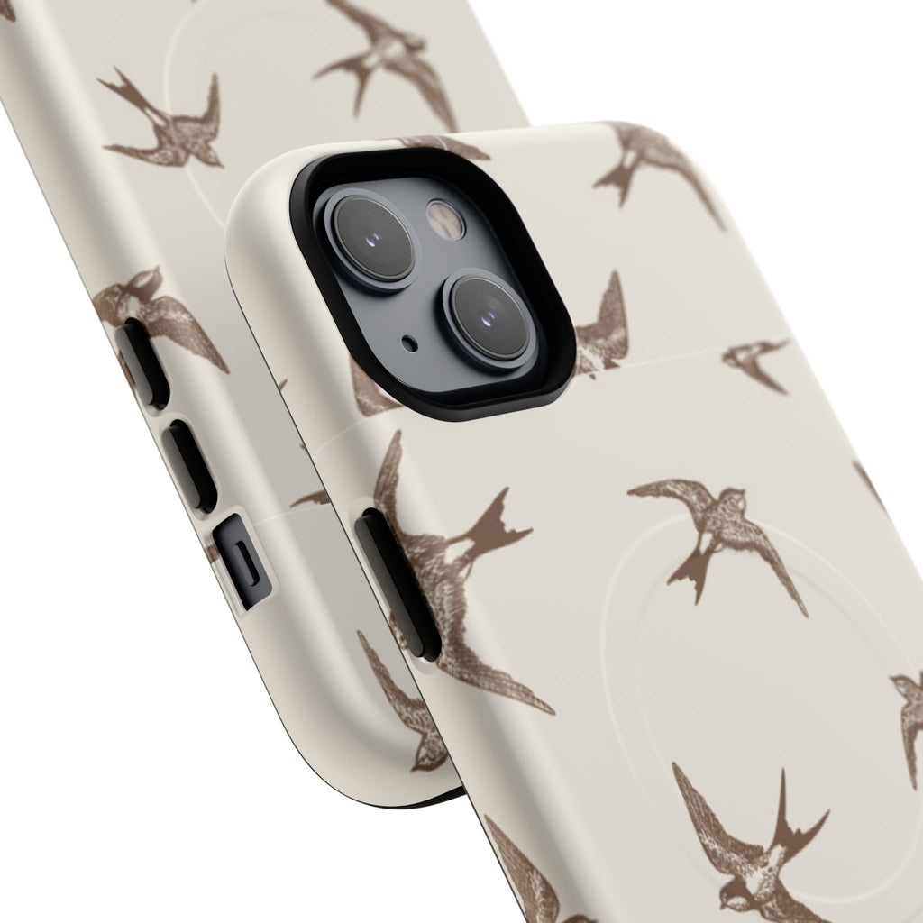 Swallow Pattern Tough Magnetic Phone Case — Protective MagSafe-Compatible Bird Design