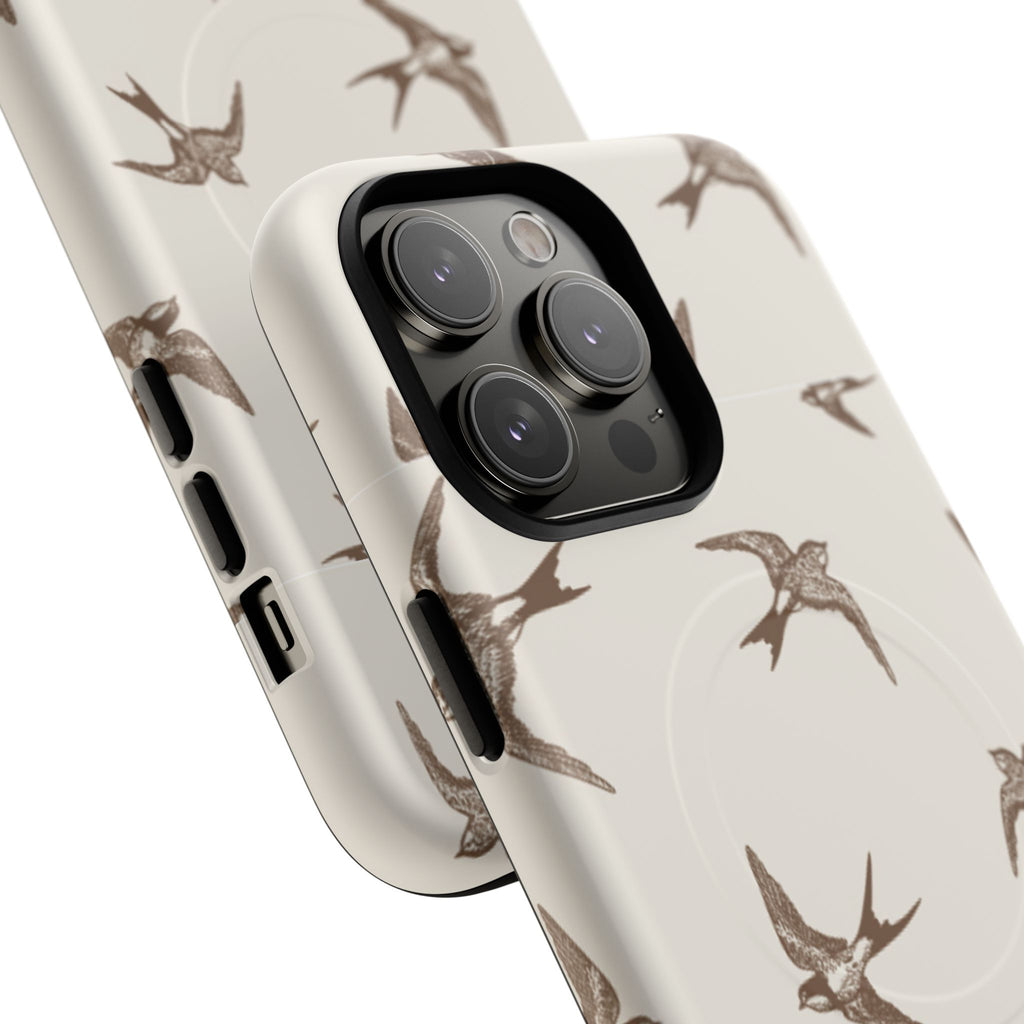 Swallow Pattern Tough Magnetic Phone Case — Protective MagSafe-Compatible Bird Design