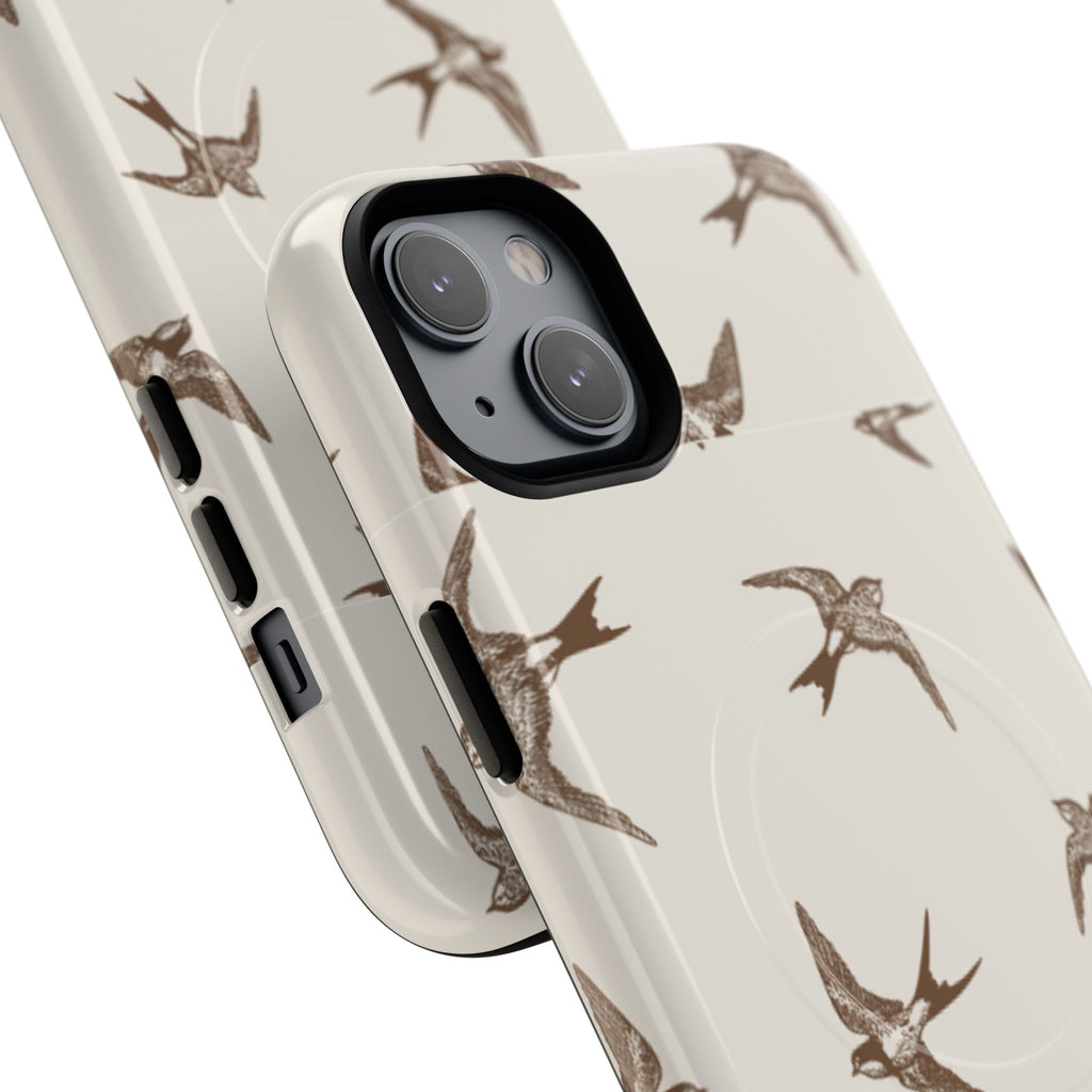 Swallow Pattern Tough Magnetic Phone Case — Protective MagSafe-Compatible Bird Design