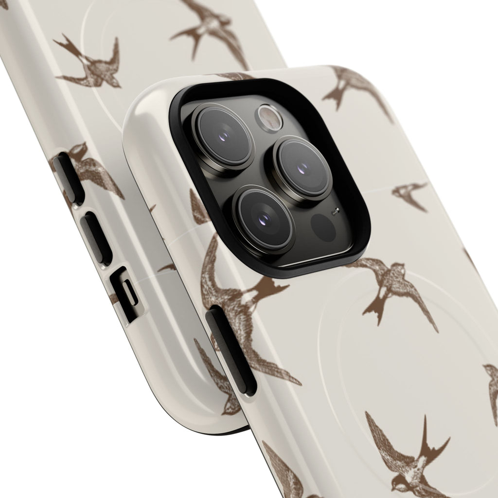 Swallow Pattern Tough Magnetic Phone Case — Protective MagSafe-Compatible Bird Design