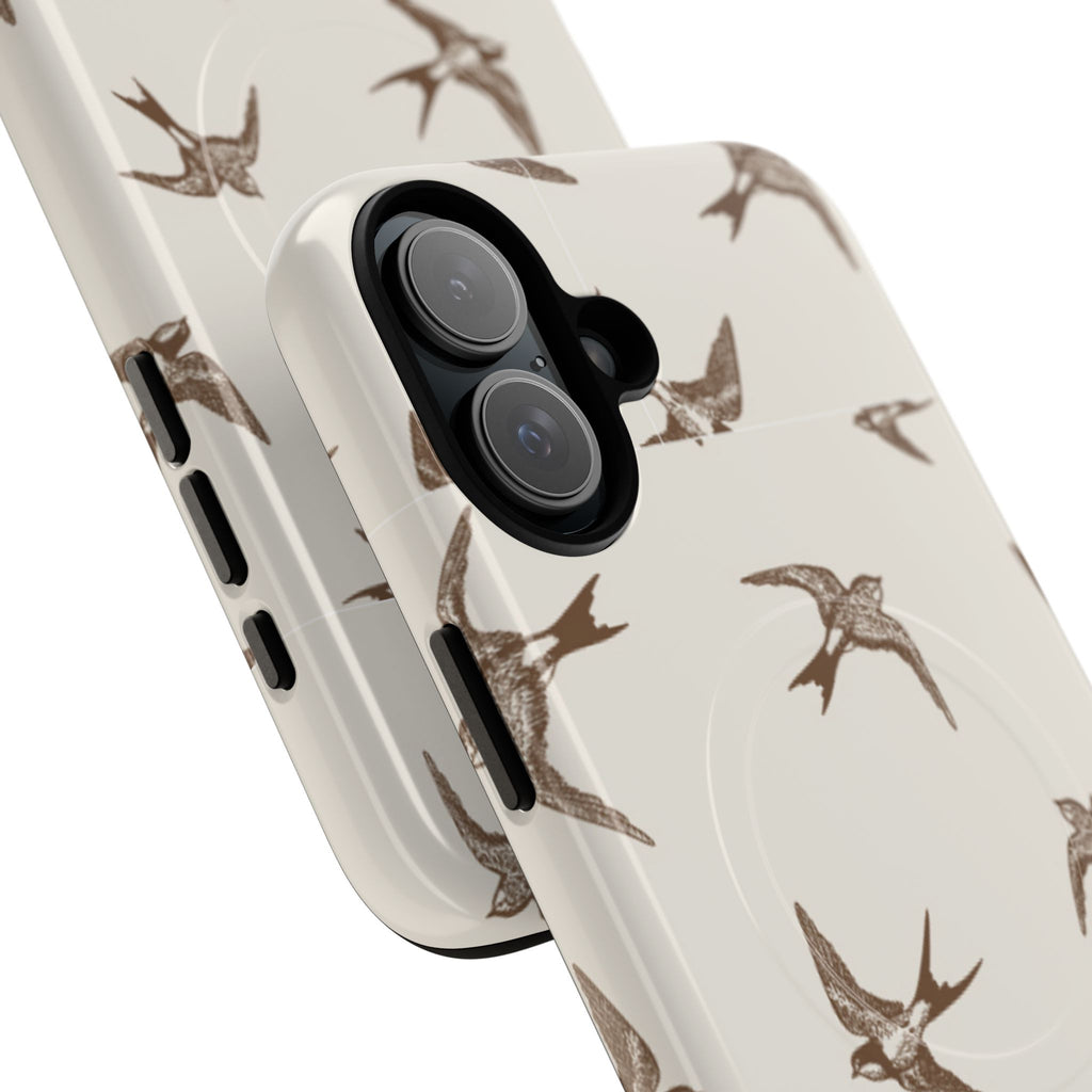 Swallow Pattern Tough Magnetic Phone Case — Protective MagSafe-Compatible Bird Design