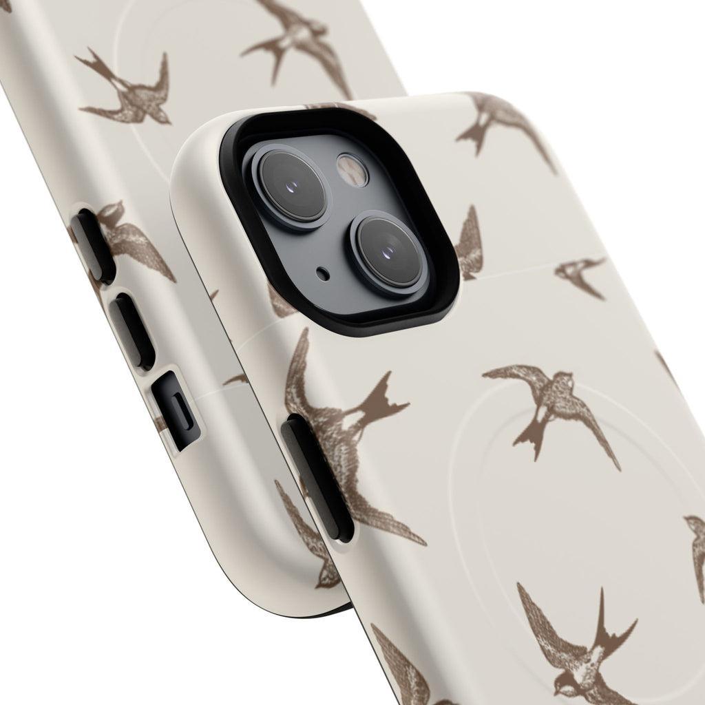 Swallow Pattern Tough Magnetic Phone Case — Protective MagSafe-Compatible Bird Design