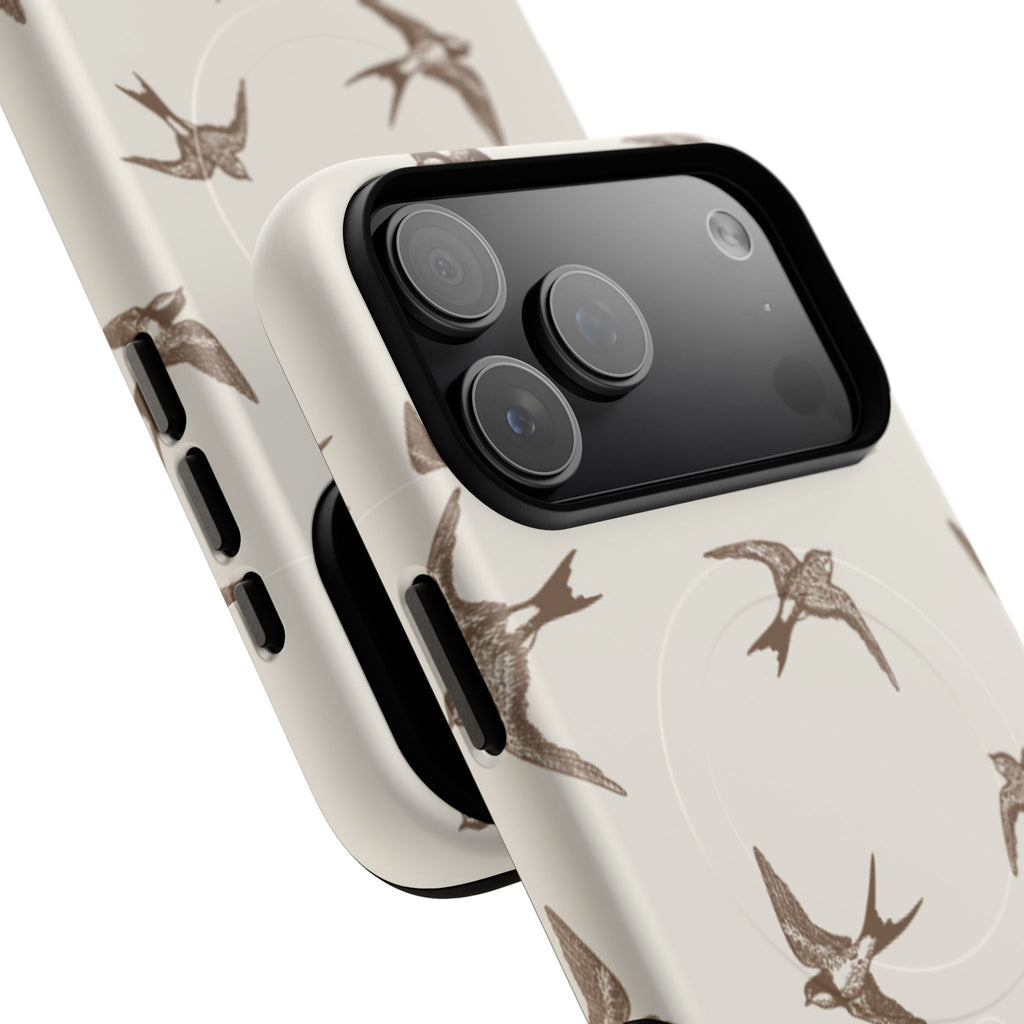 Swallow Pattern Tough Magnetic Phone Case — Protective MagSafe-Compatible Bird Design