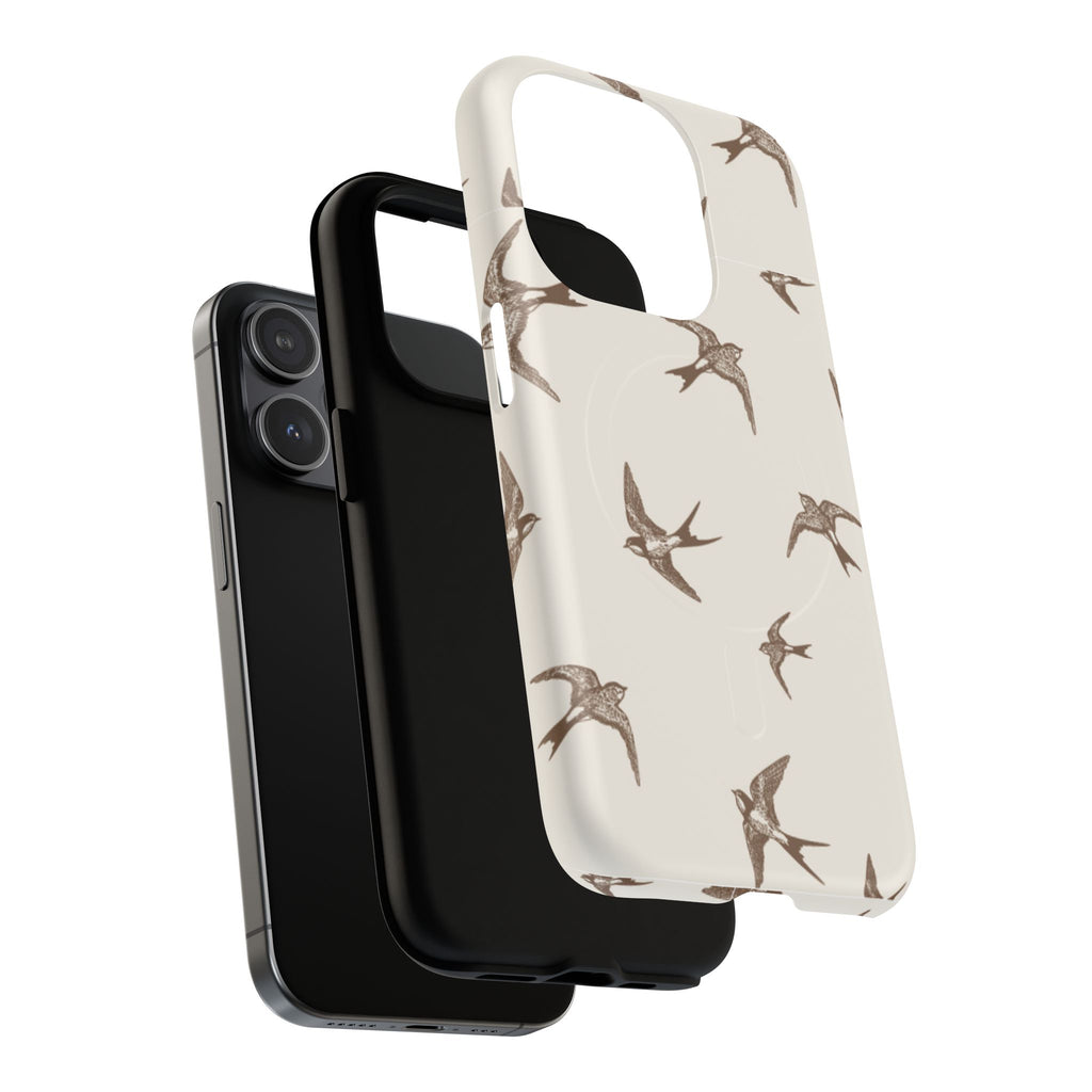 Swallow Pattern Tough Magnetic Phone Case — Protective MagSafe-Compatible Bird Design