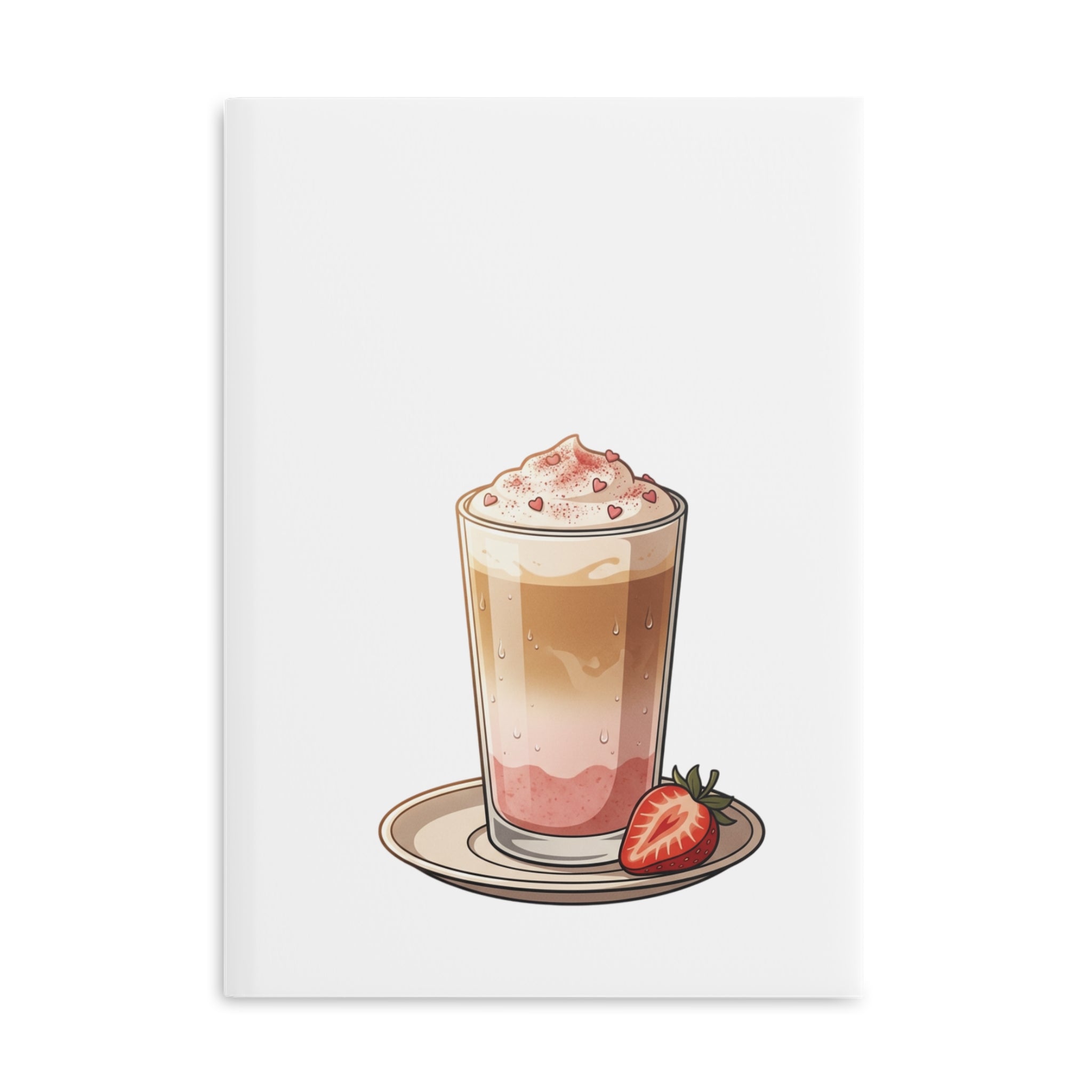 Strawberry Latte Hardcover Notebook — Puffy Cover Journal