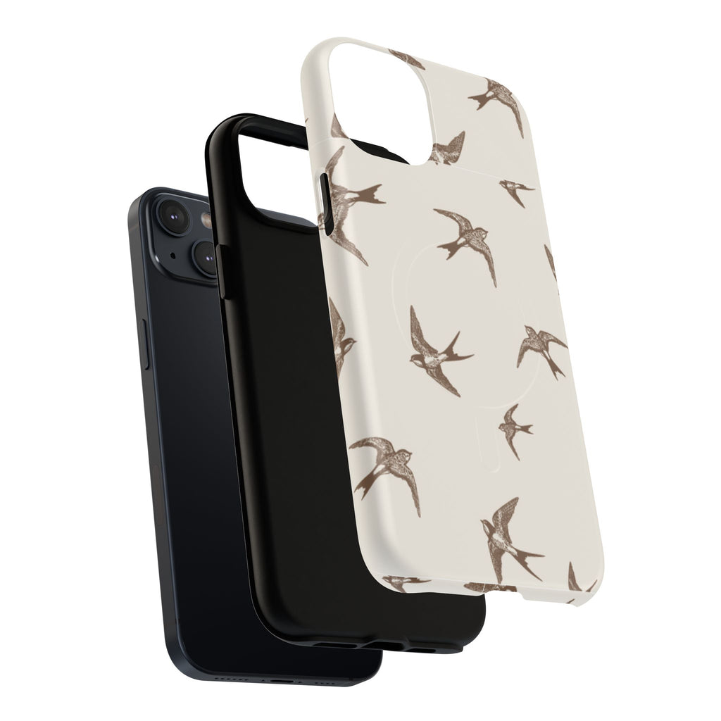 Swallow Pattern Tough Magnetic Phone Case — Protective MagSafe-Compatible Bird Design