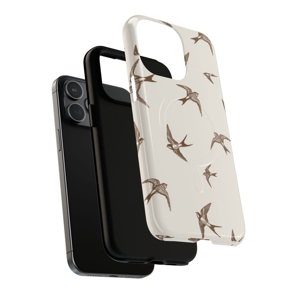 Swallow Pattern Tough Magnetic Phone Case — Protective MagSafe-Compatible Bird Design