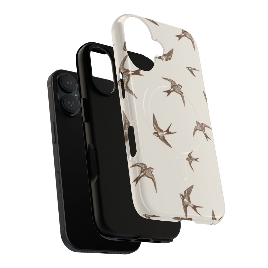 Swallow Pattern Tough Magnetic Phone Case — Protective MagSafe-Compatible Bird Design
