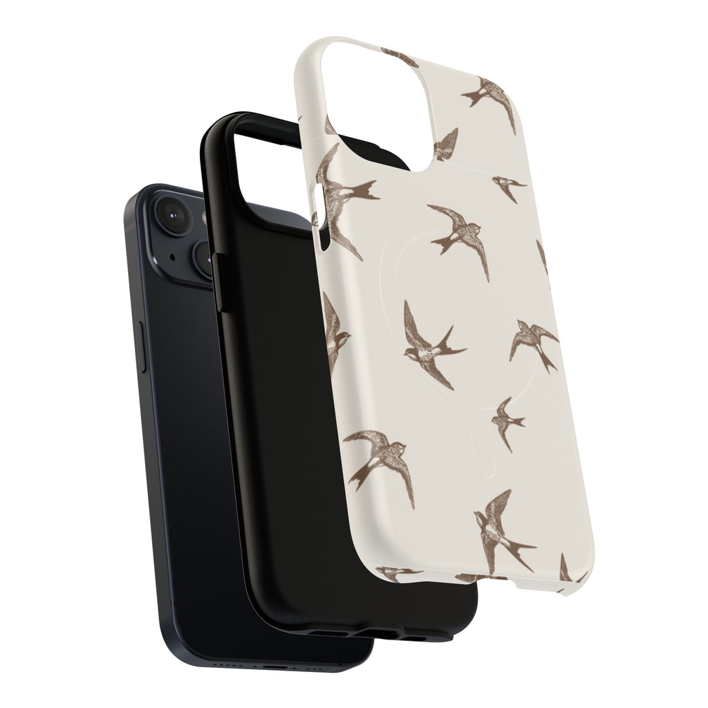 Swallow Pattern Tough Magnetic Phone Case — Protective MagSafe-Compatible Bird Design