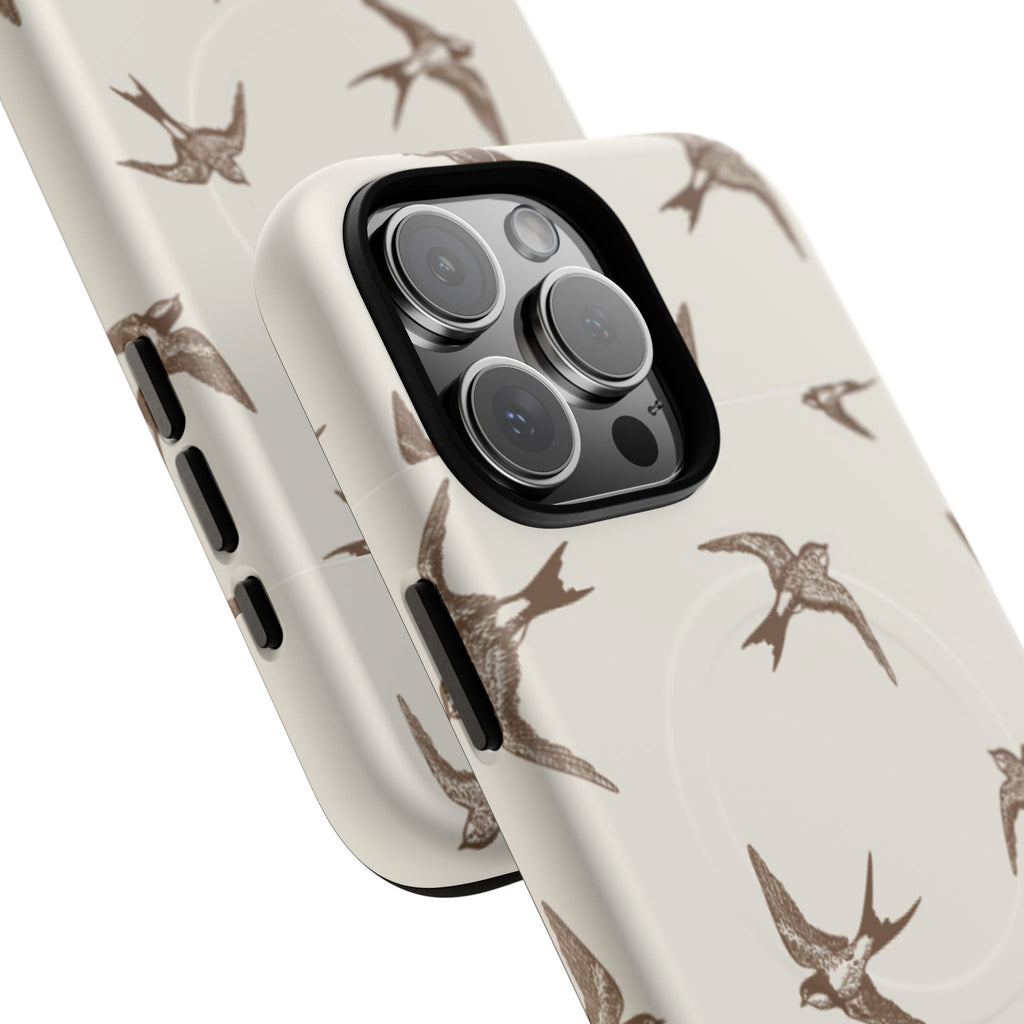Swallow Pattern Tough Magnetic Phone Case — Protective MagSafe-Compatible Bird Design