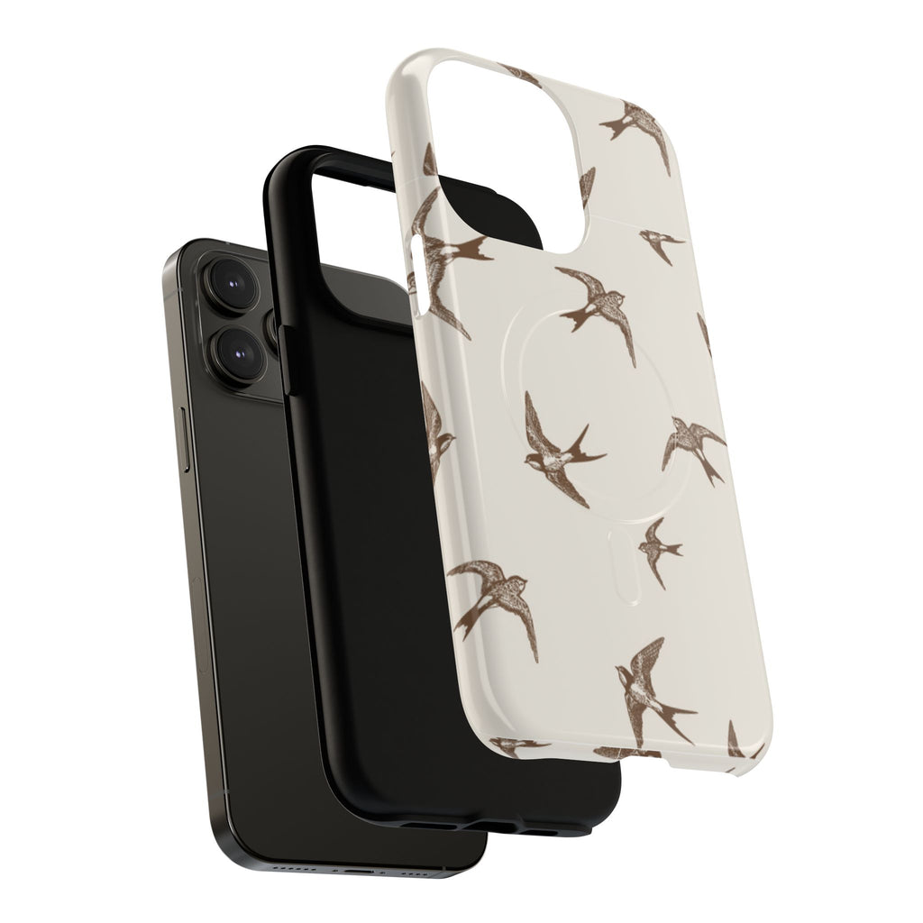 Swallow Pattern Tough Magnetic Phone Case — Protective MagSafe-Compatible Bird Design