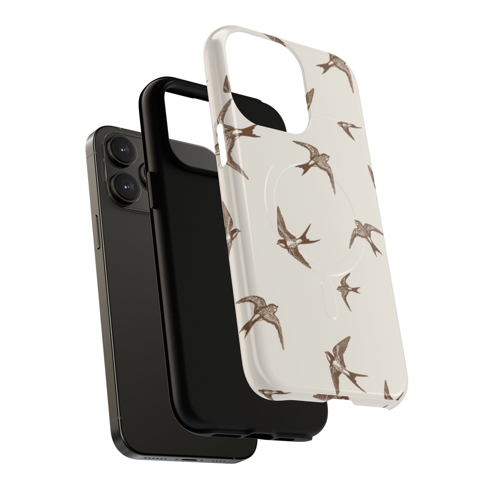 Swallow Pattern Tough Magnetic Phone Case — Protective MagSafe-Compatible Bird Design