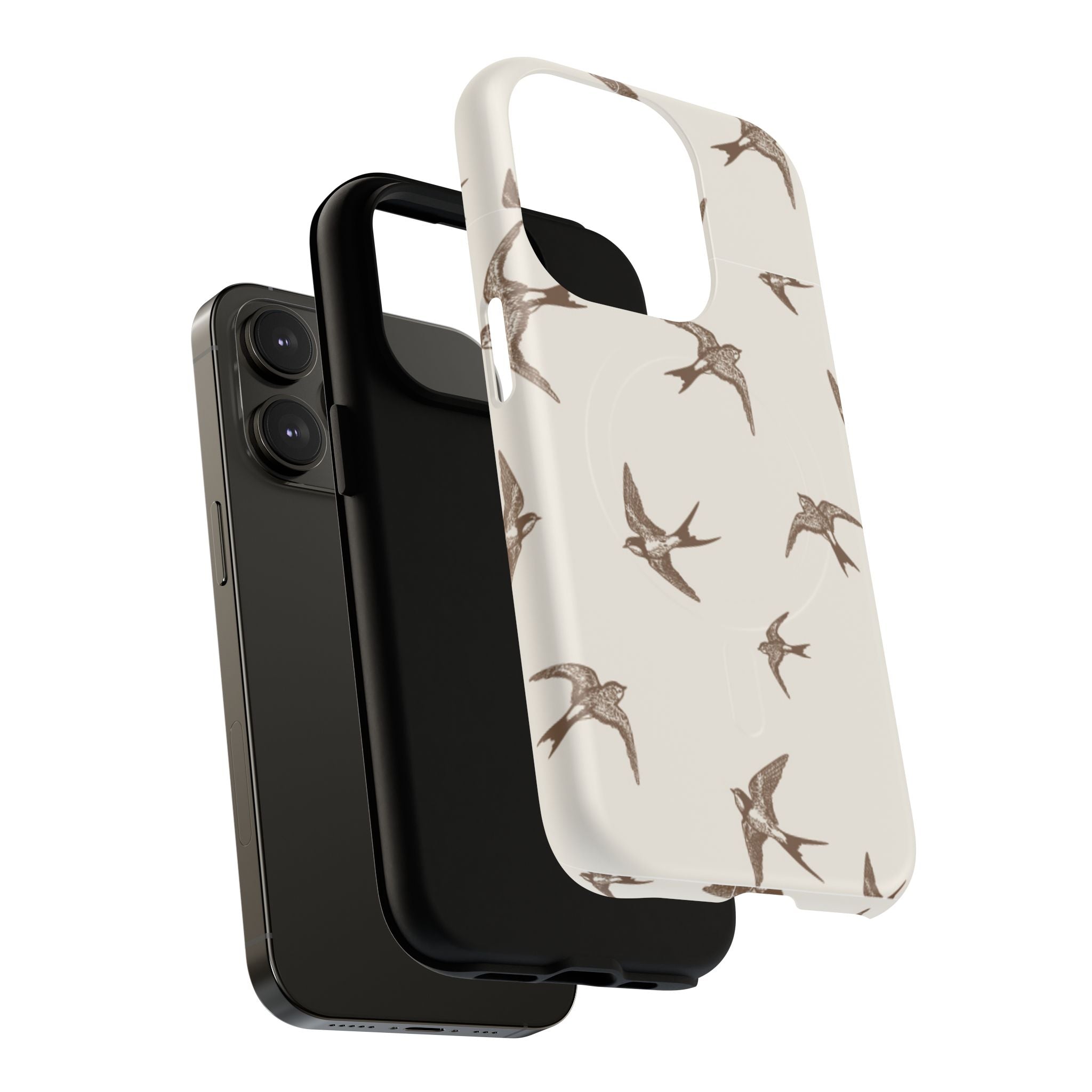 Swallow Pattern Tough Magnetic Phone Case — Protective MagSafe-Compatible Bird Design