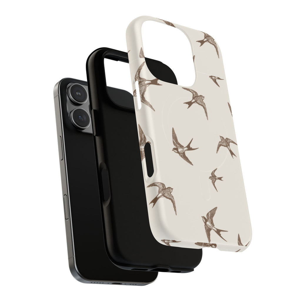Swallow Pattern Tough Magnetic Phone Case — Protective MagSafe-Compatible Bird Design