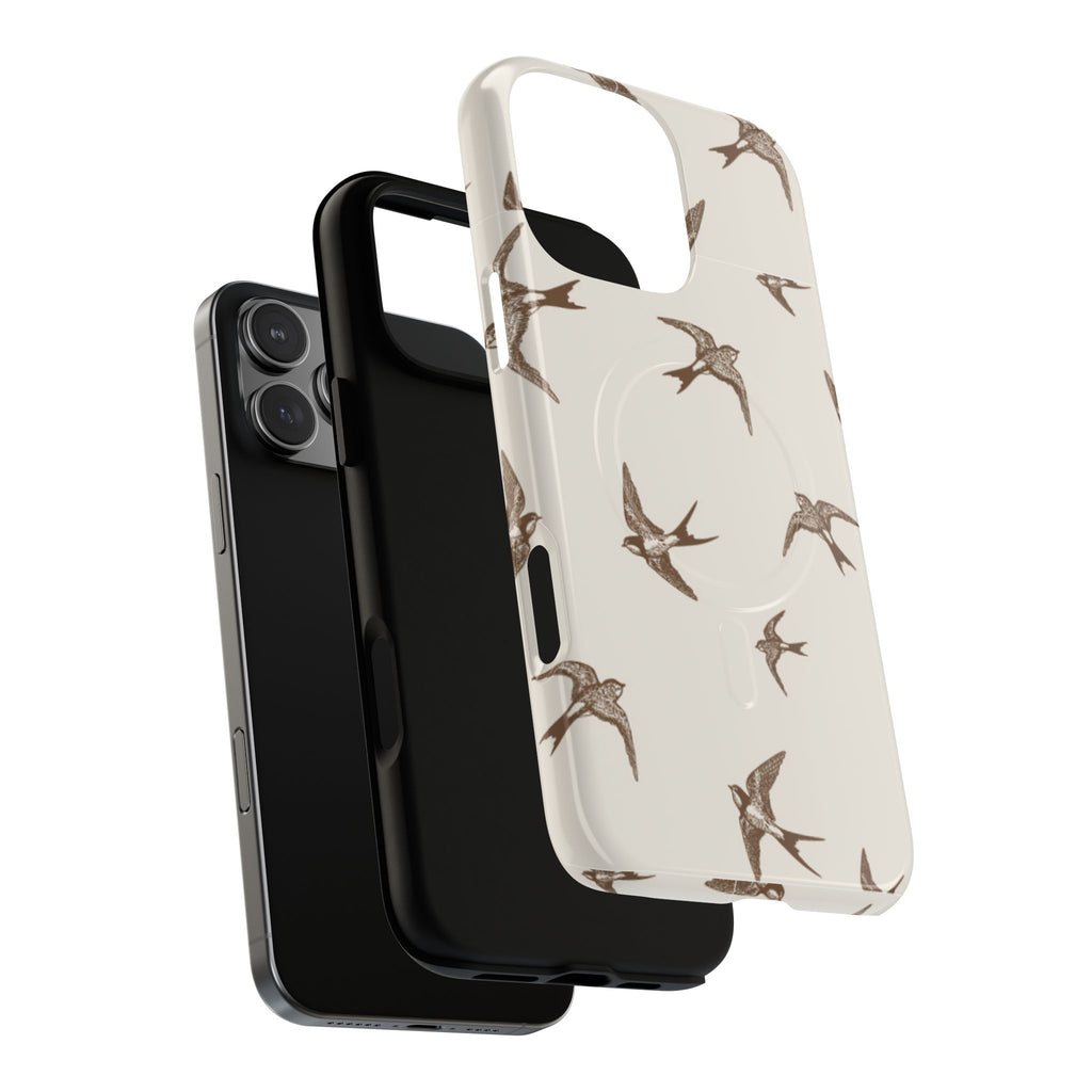 Swallow Pattern Tough Magnetic Phone Case — Protective MagSafe-Compatible Bird Design