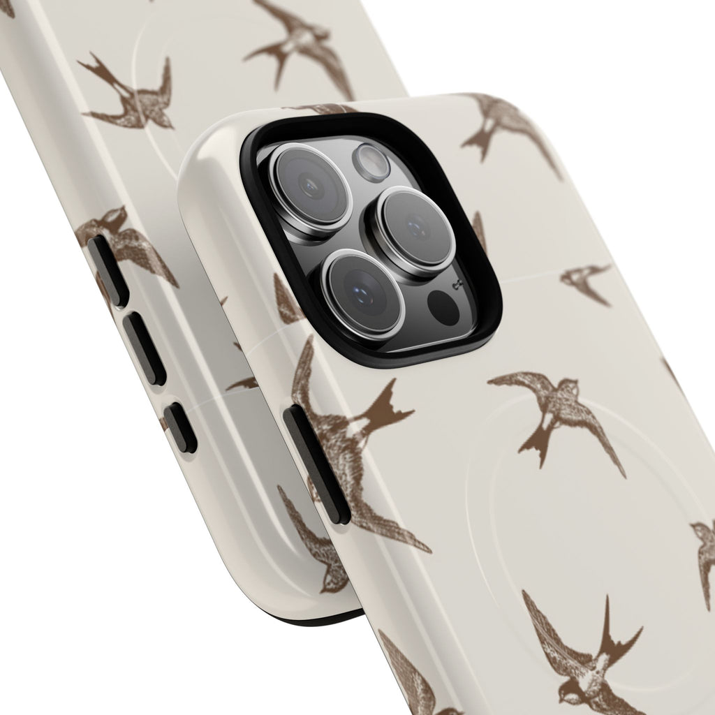Swallow Pattern Tough Magnetic Phone Case — Protective MagSafe-Compatible Bird Design