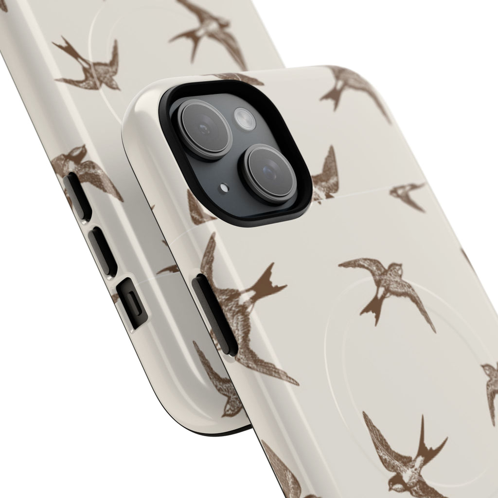 Swallow Pattern Tough Magnetic Phone Case — Protective MagSafe-Compatible Bird Design