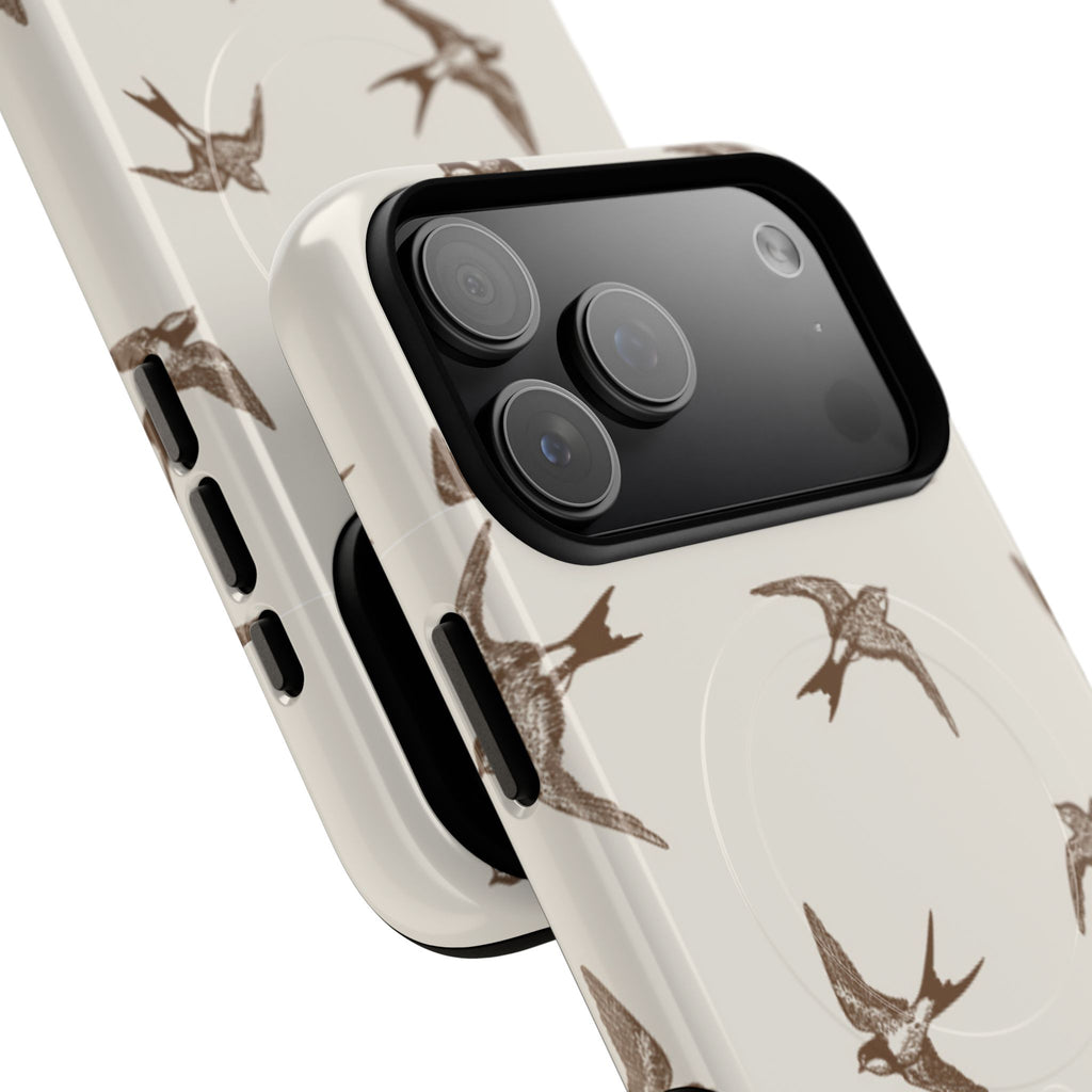 Swallow Pattern Tough Magnetic Phone Case — Protective MagSafe-Compatible Bird Design