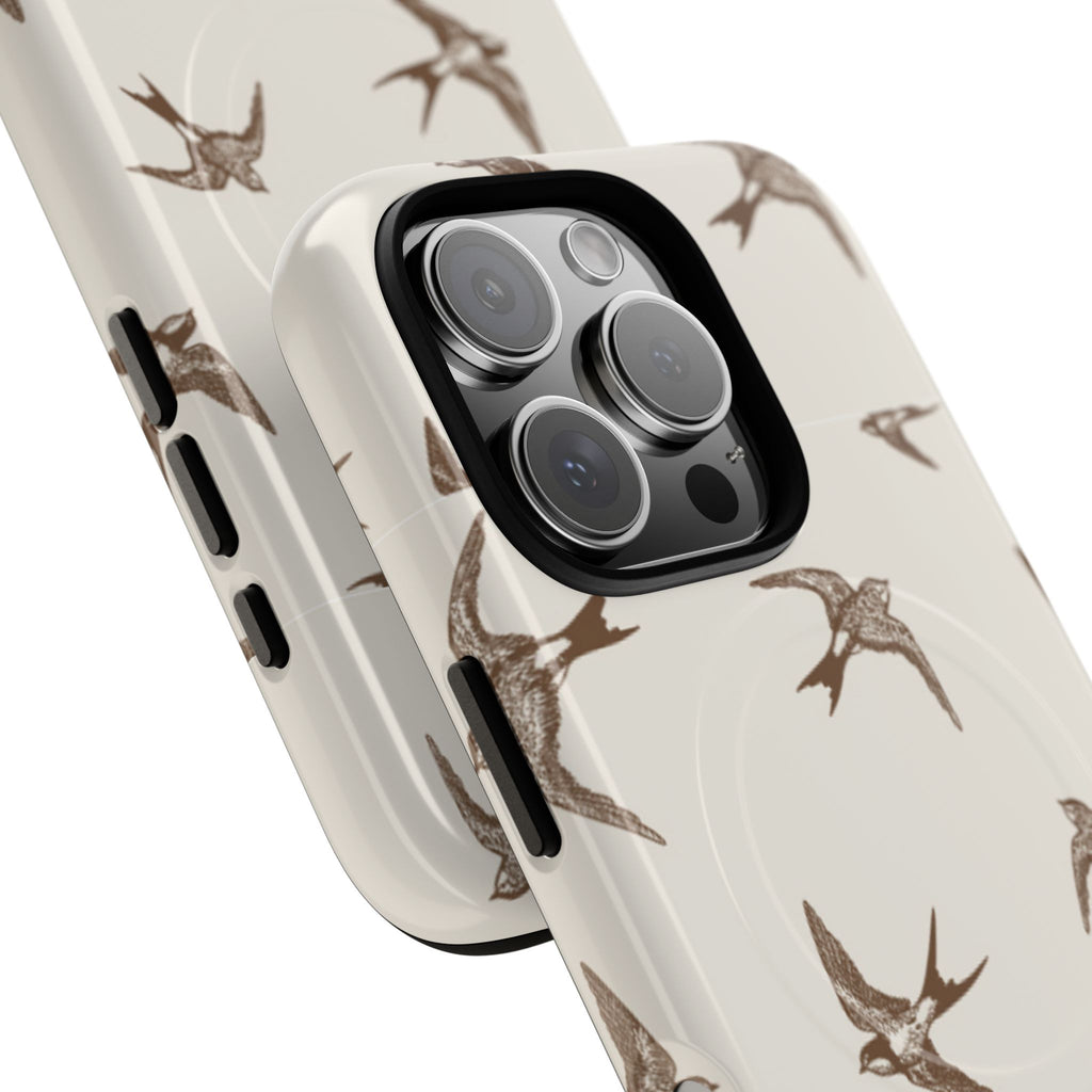 Swallow Pattern Tough Magnetic Phone Case — Protective MagSafe-Compatible Bird Design