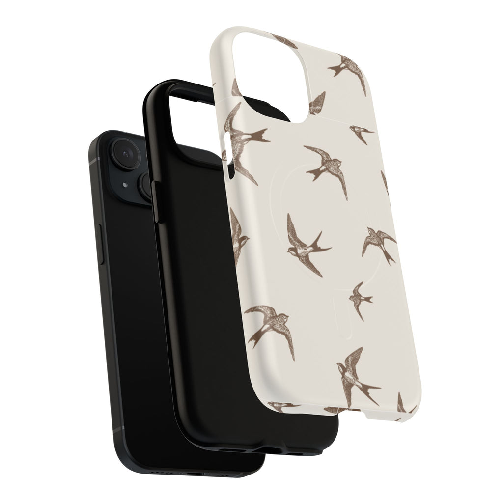 Swallow Pattern Tough Magnetic Phone Case — Protective MagSafe-Compatible Bird Design