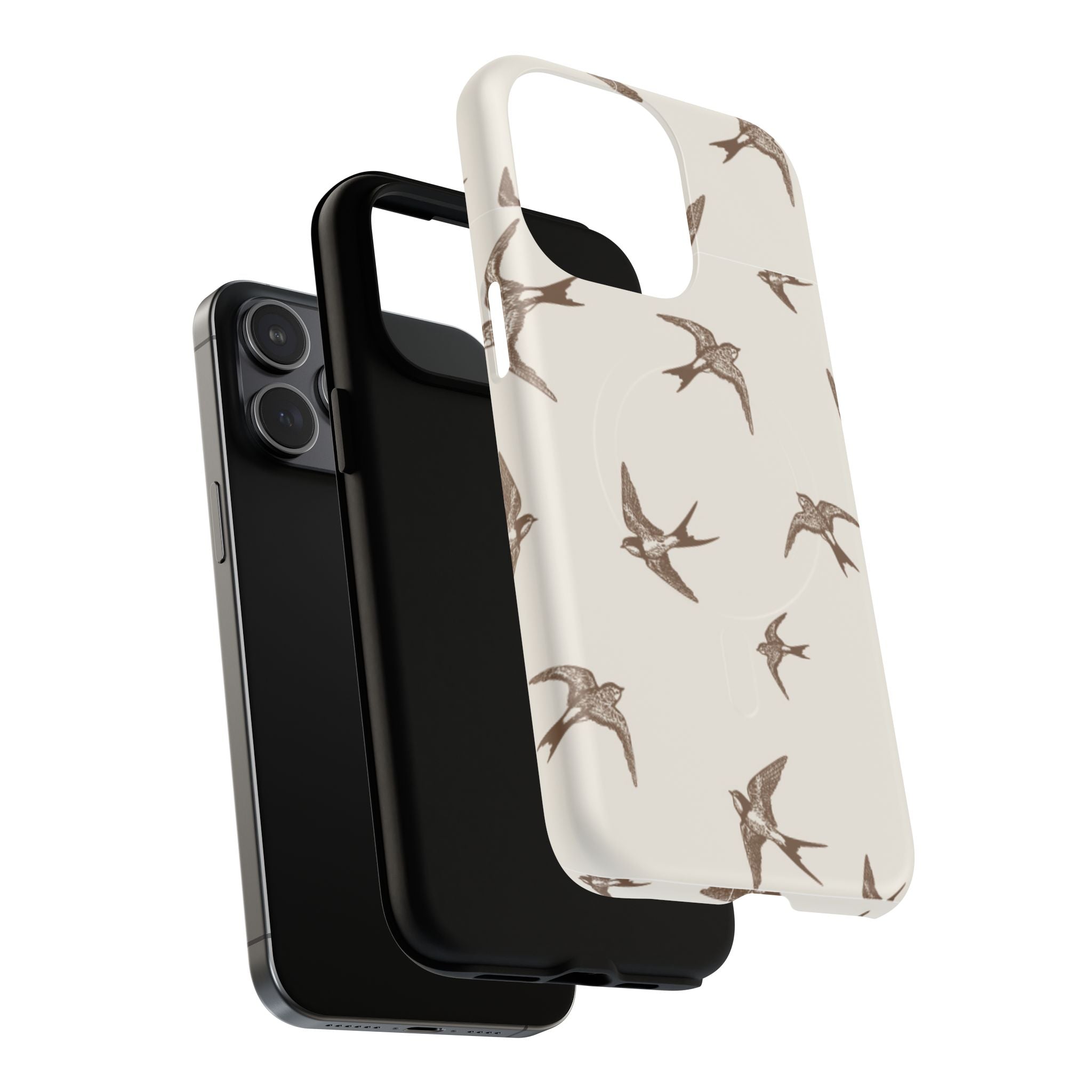 Swallow Pattern Tough Magnetic Phone Case — Protective MagSafe-Compatible Bird Design