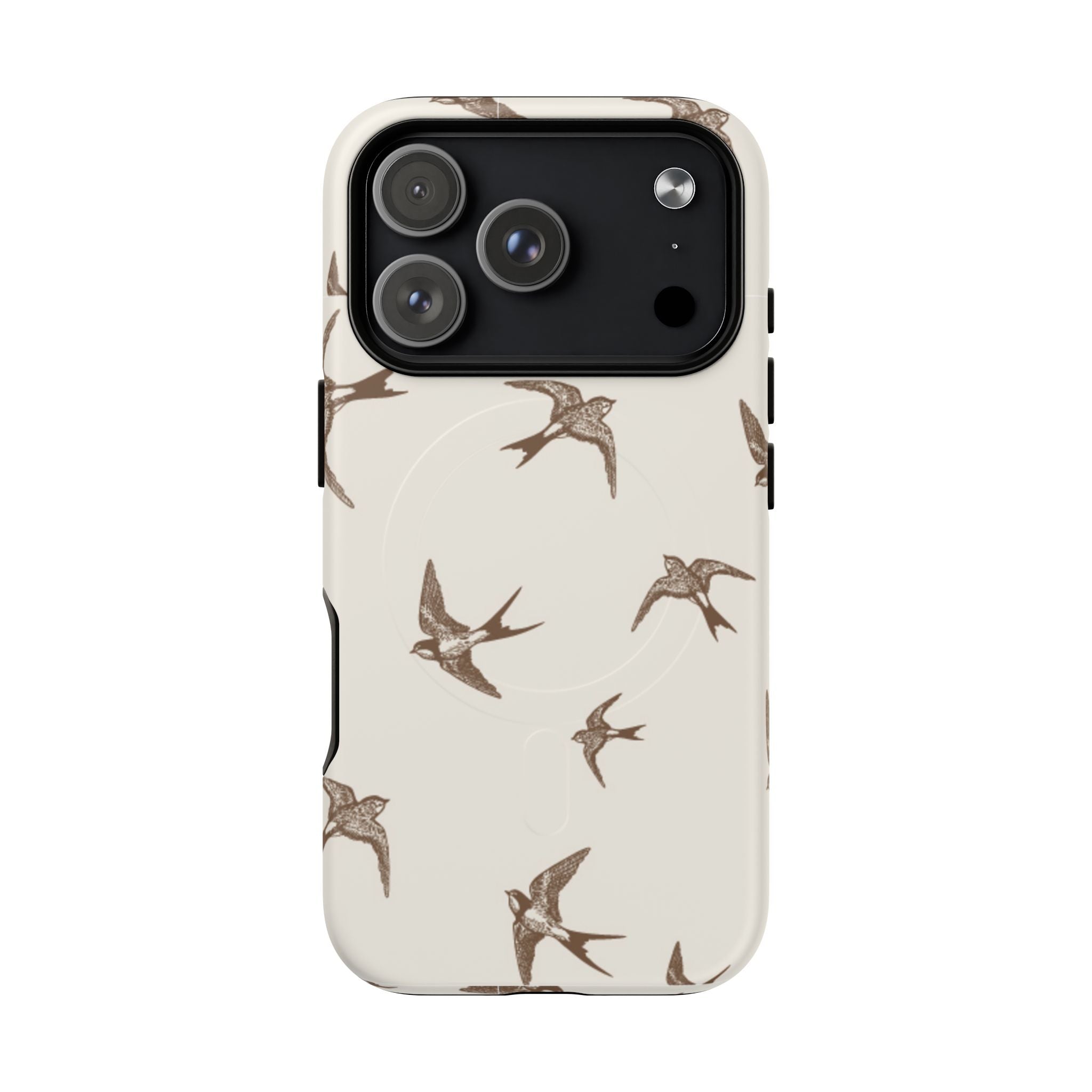 Swallow Pattern Tough Magnetic Phone Case — Protective MagSafe-Compatible Bird Design