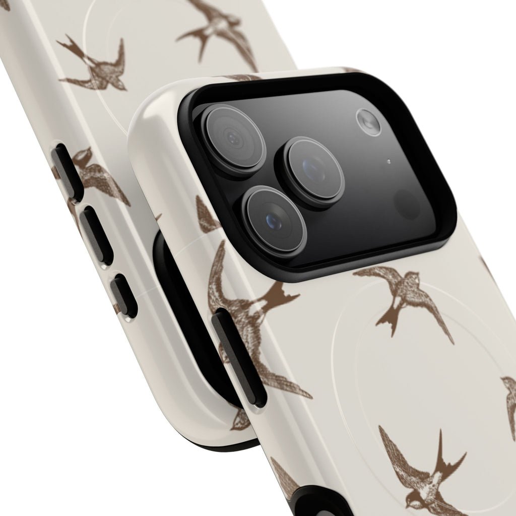 Swallow Pattern Tough Magnetic Phone Case — Protective MagSafe-Compatible Bird Design