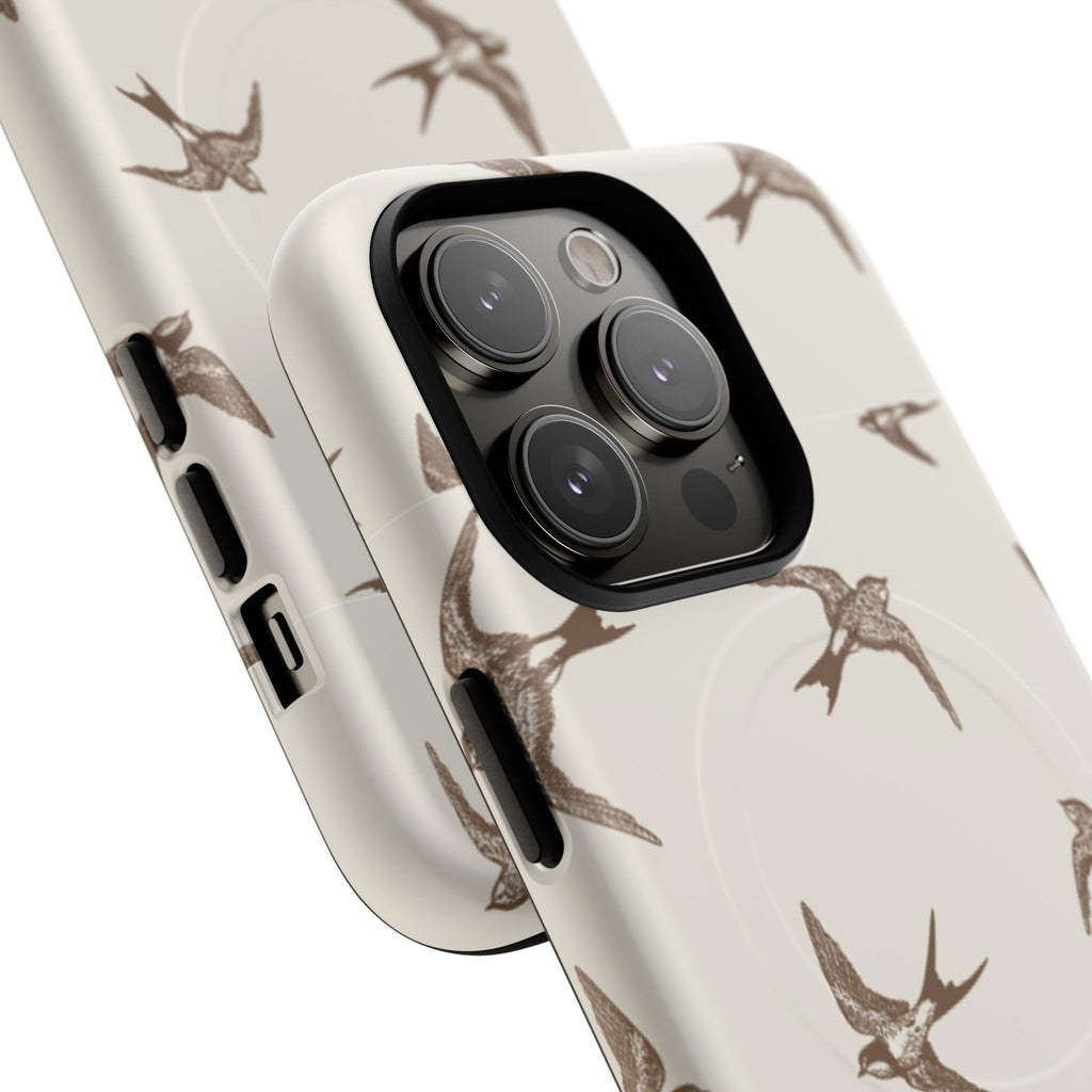 Swallow Pattern Tough Magnetic Phone Case — Protective MagSafe-Compatible Bird Design