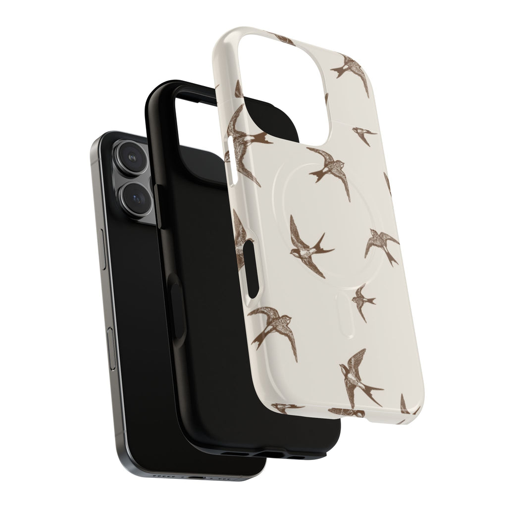 Swallow Pattern Tough Magnetic Phone Case — Protective MagSafe-Compatible Bird Design