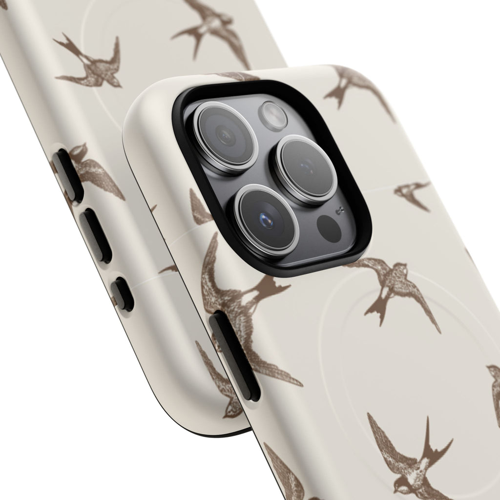 Swallow Pattern Tough Magnetic Phone Case — Protective MagSafe-Compatible Bird Design