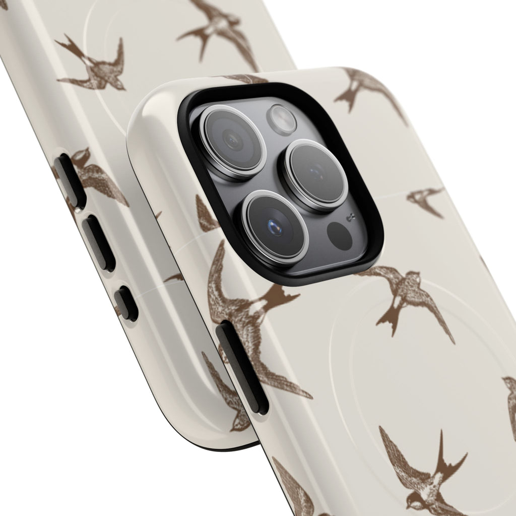 Swallow Pattern Tough Magnetic Phone Case — Protective MagSafe-Compatible Bird Design