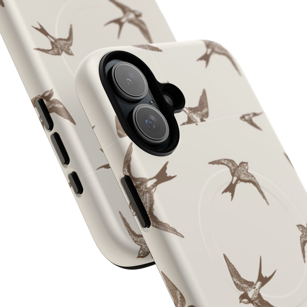 Swallow Pattern Tough Magnetic Phone Case — Protective MagSafe-Compatible Bird Design