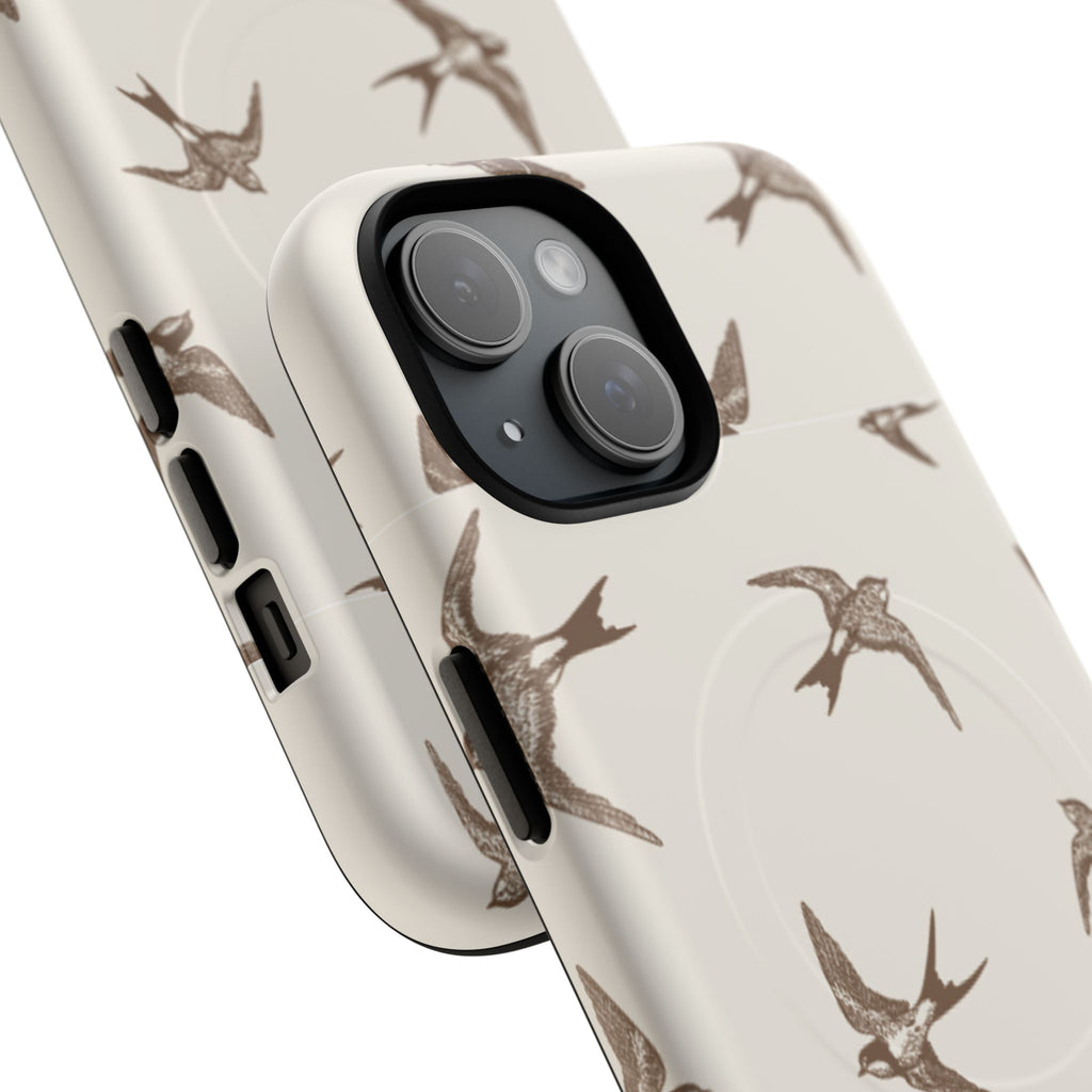 Swallow Pattern Tough Magnetic Phone Case — Protective MagSafe-Compatible Bird Design