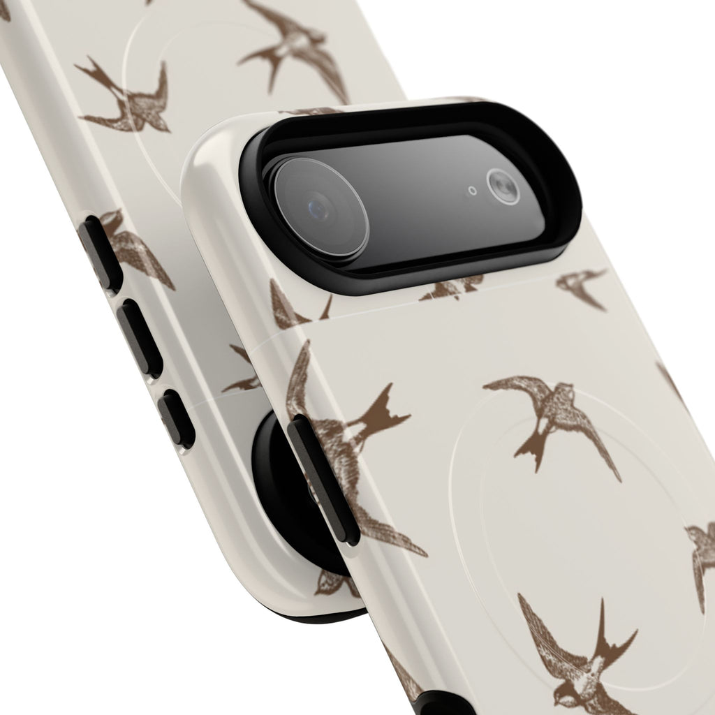 Swallow Pattern Tough Magnetic Phone Case — Protective MagSafe-Compatible Bird Design